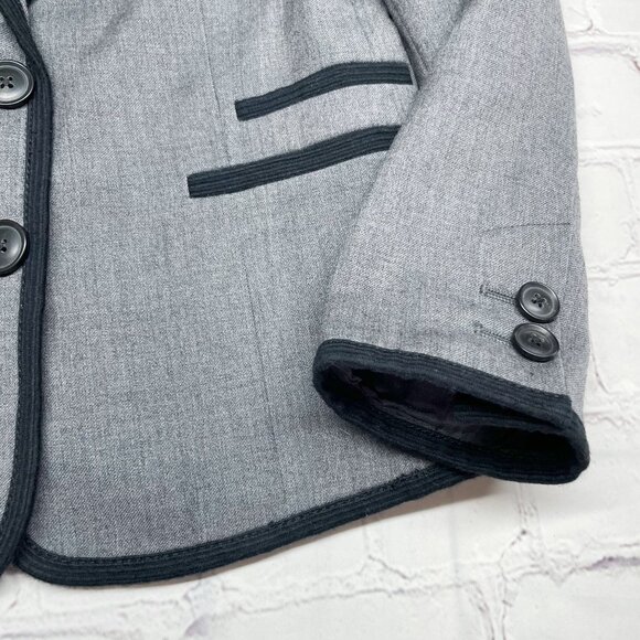 NEW Crewcuts Girls 4/5 Schoolboy Blazer Gray Wool Ivory Cotton Lined Black Trim - Picture 3 of 6